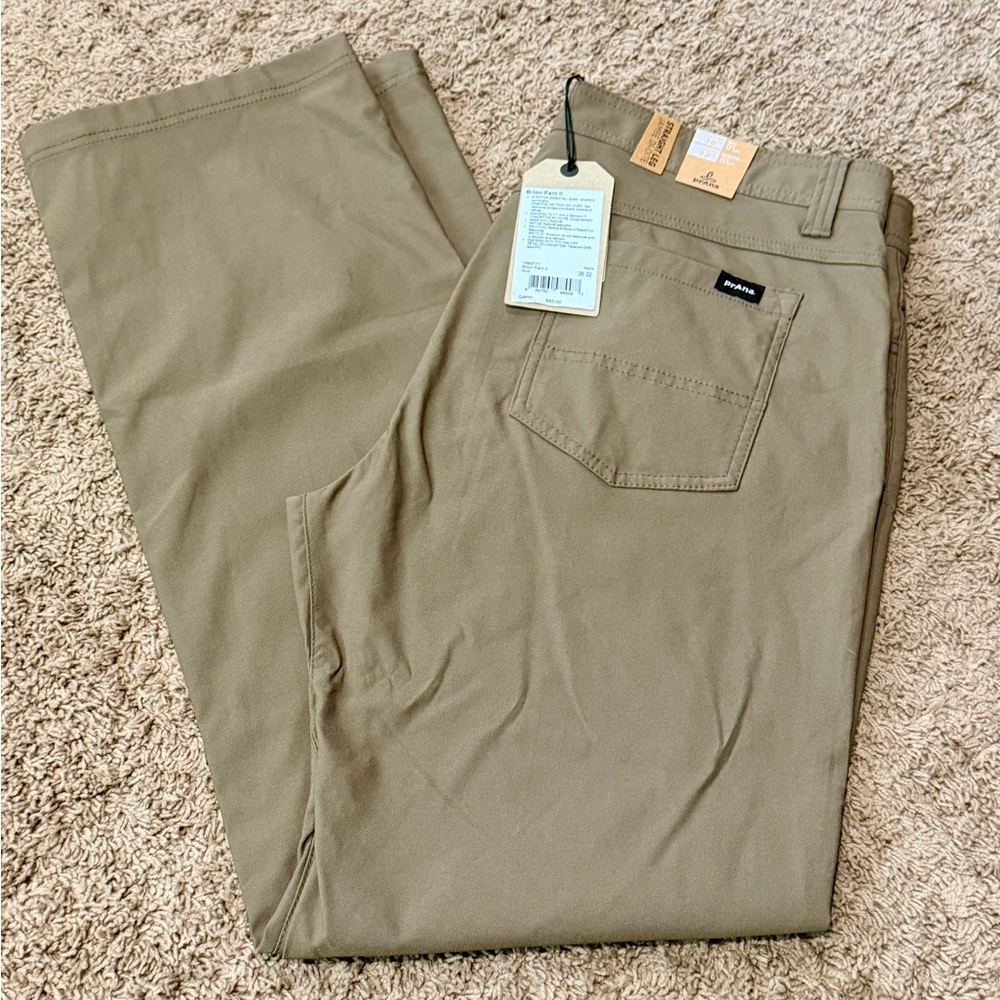 Prana Brion Pants II Mud Performance Khaki 36x32  Men's Casual Pants MSRP $85